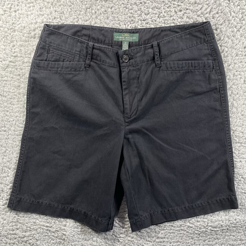 Lauren Jeans Co Ralph Lauren Chino Shorts Womens 10 Black Cotton Flap Pocket LRL